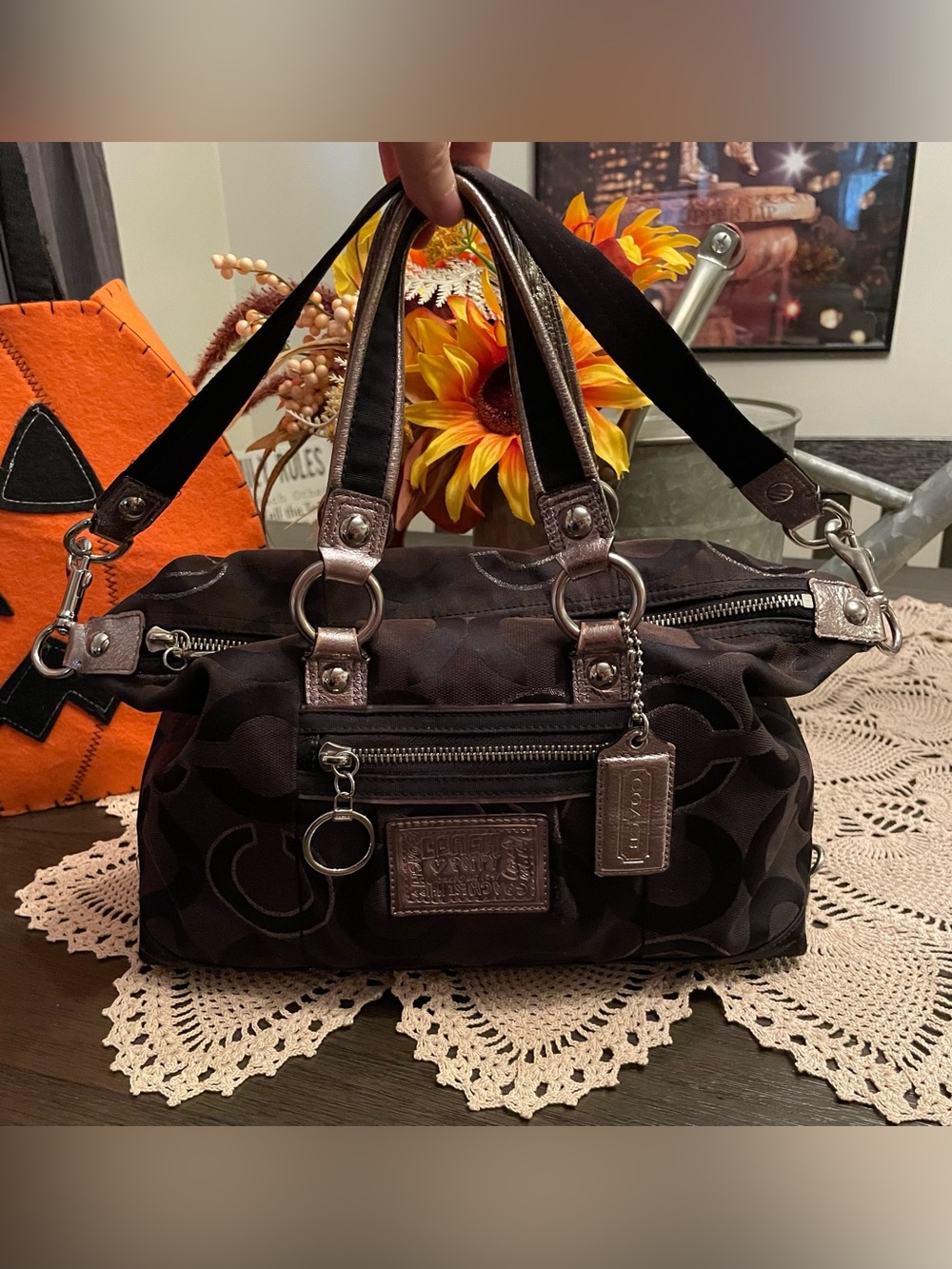 Coach Poppy Op Art Lurex Luxey Satchel